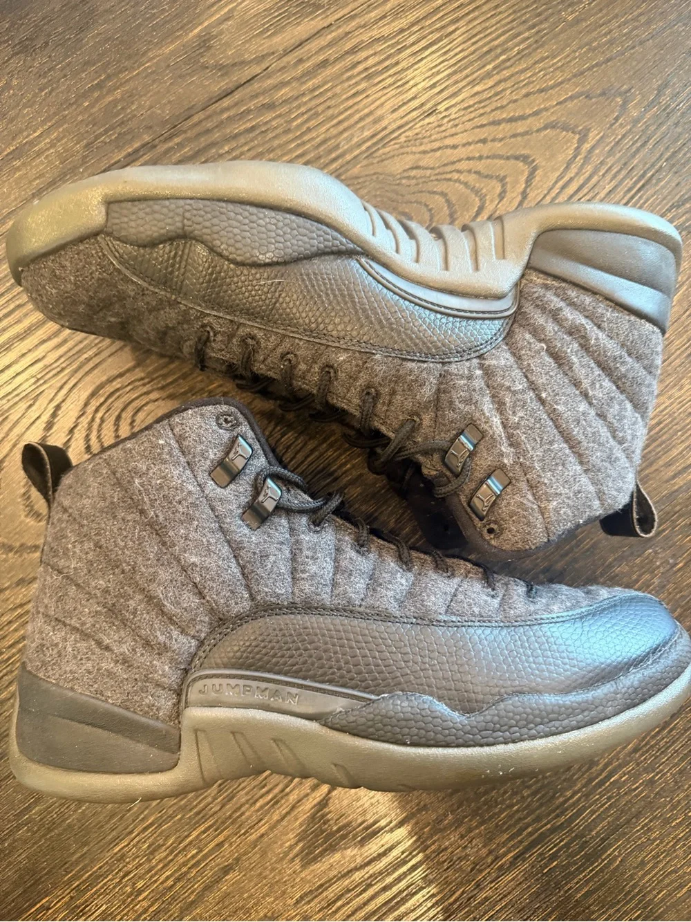 Air Jordan 12 Retro Wool BG Dark Grey Black Basketball Shoes size 9